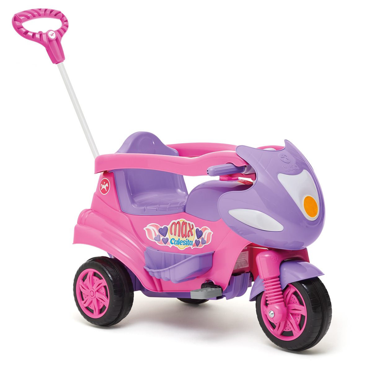 Triciclo de Passeio e Pedal para Bebe Calesita Moto Uno Rosa