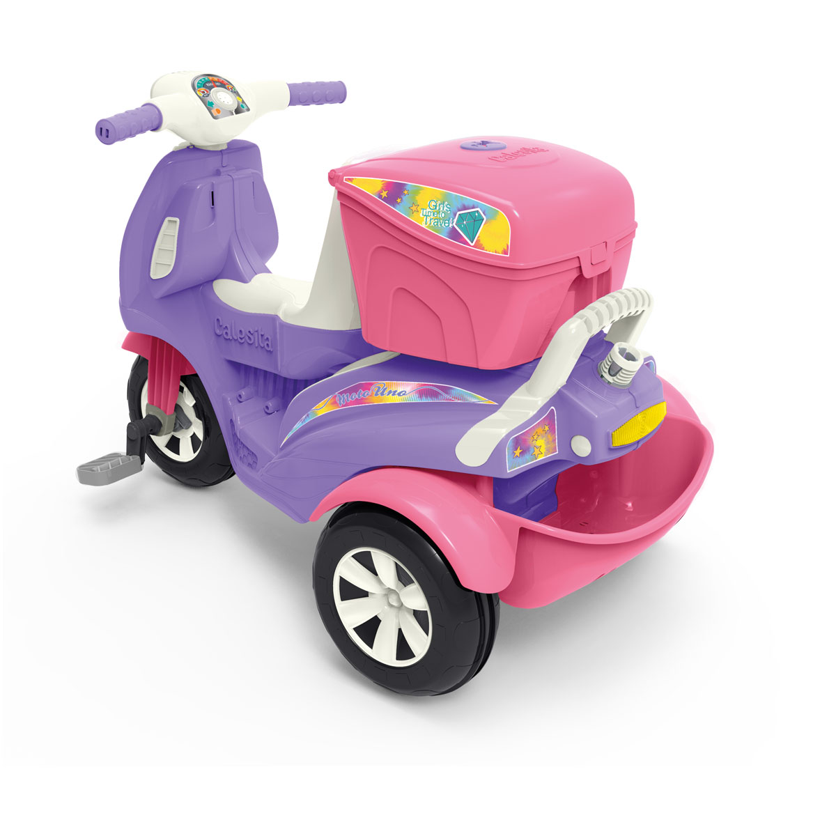 Triciclo de Passeio e Pedal - Moto Uno - Rosa - Calesita