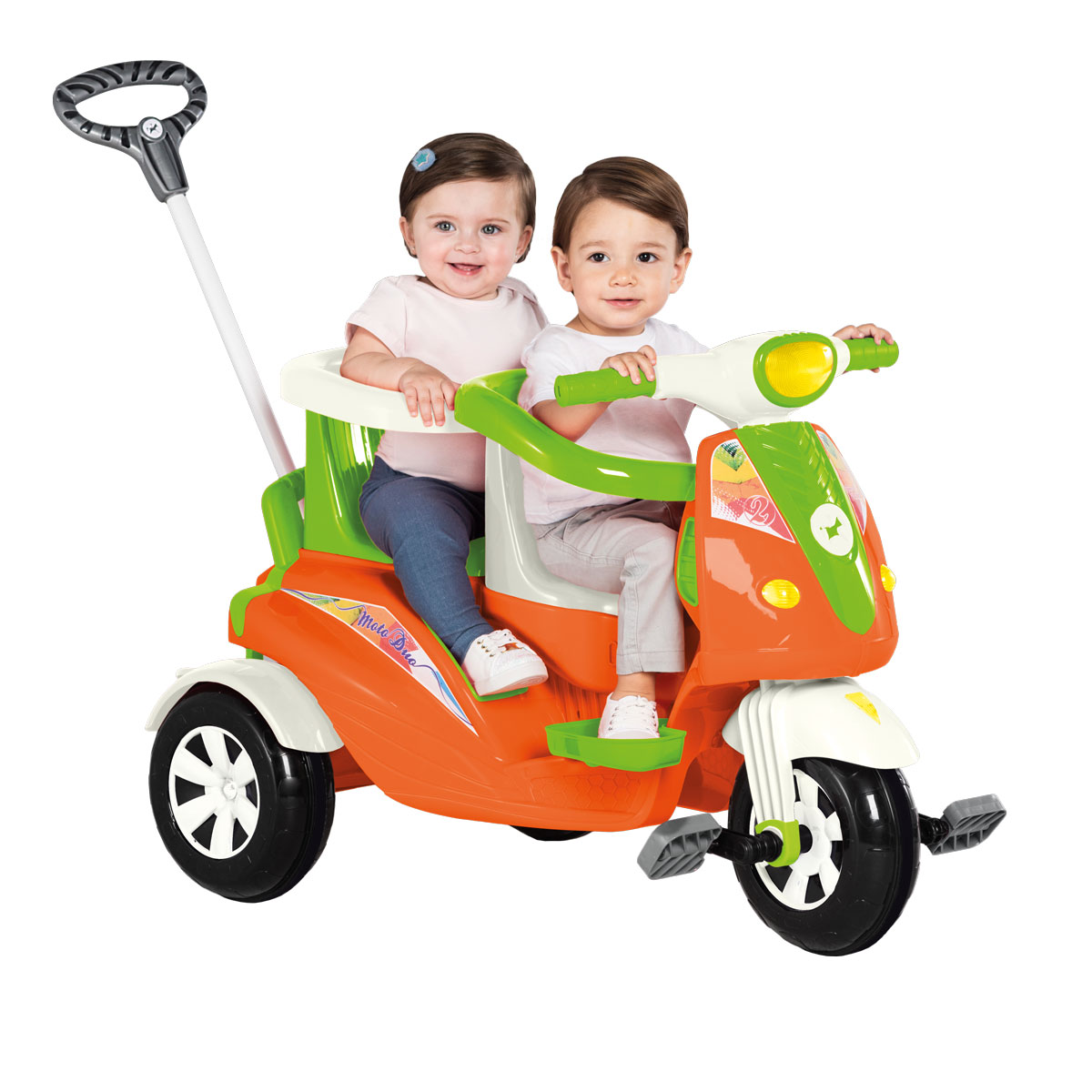 Triciclo Motoca Infantil Pra Passeio Com Empurrador Pedal Luz e